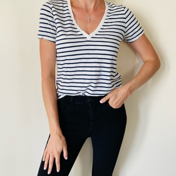 Madewell Striped V Neck Cotton Tee shirt size small FINAL PRICE! - Picture 11 of 11